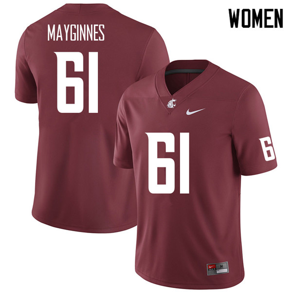 Women #61 Hunter Mayginnes Washington State Cougars College Football Jerseys Sale-Crimson